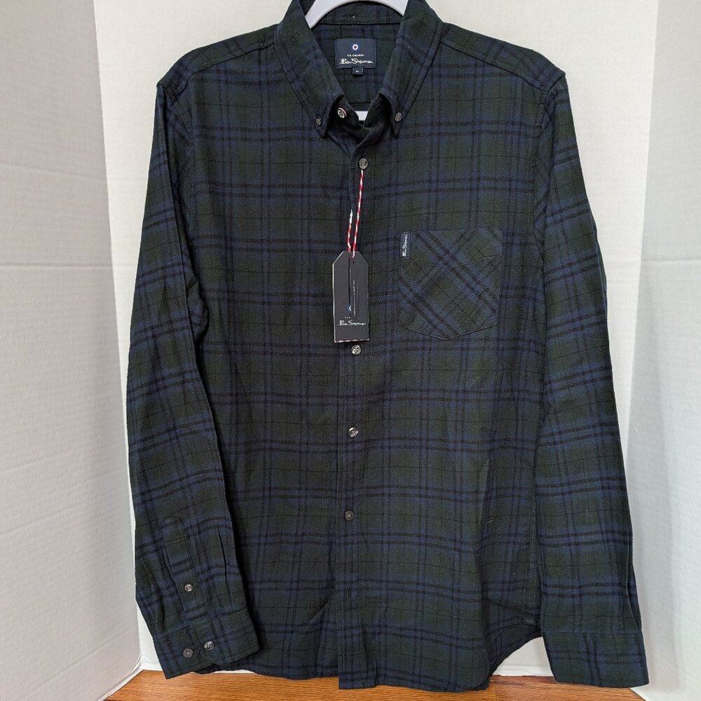 Ben Sherman NWT flannel plaid men's medium button down shirt